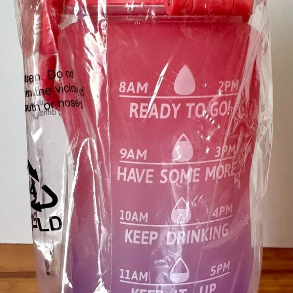 32 OZ. Motivational Water Bottle with Time Marker Red/Purple - New - Picture 1 of 5